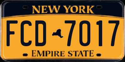 NY license plate FCD7017