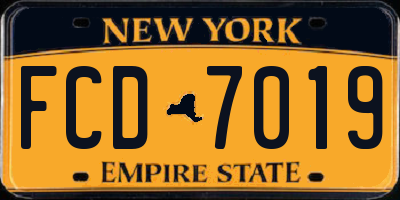 NY license plate FCD7019