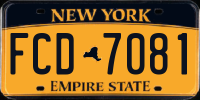 NY license plate FCD7081
