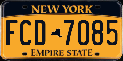 NY license plate FCD7085