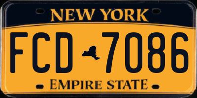 NY license plate FCD7086