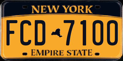 NY license plate FCD7100