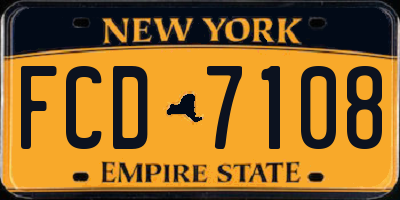 NY license plate FCD7108