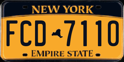 NY license plate FCD7110