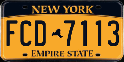 NY license plate FCD7113