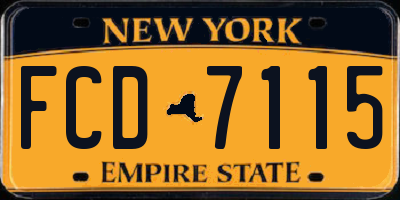 NY license plate FCD7115