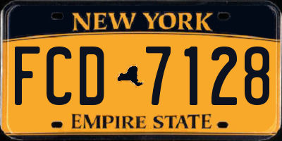 NY license plate FCD7128