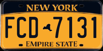 NY license plate FCD7131
