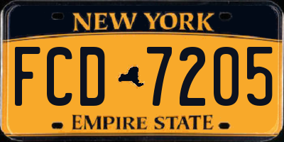 NY license plate FCD7205