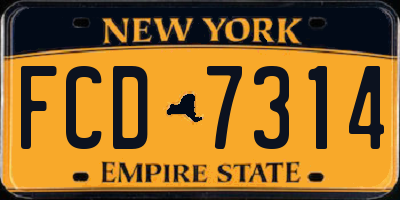 NY license plate FCD7314