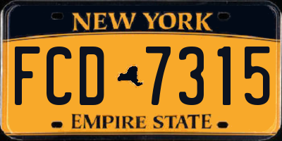 NY license plate FCD7315