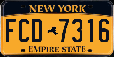 NY license plate FCD7316