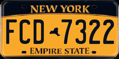 NY license plate FCD7322