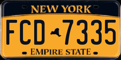 NY license plate FCD7335