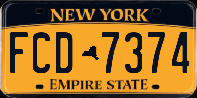 NY license plate FCD7374