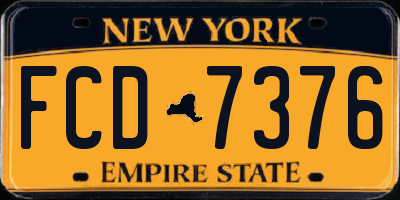 NY license plate FCD7376