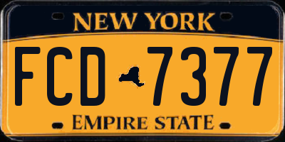 NY license plate FCD7377