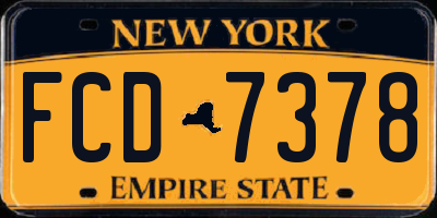 NY license plate FCD7378