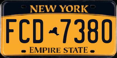 NY license plate FCD7380