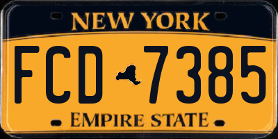 NY license plate FCD7385