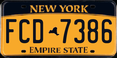 NY license plate FCD7386