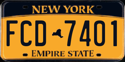 NY license plate FCD7401