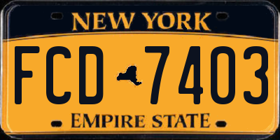 NY license plate FCD7403
