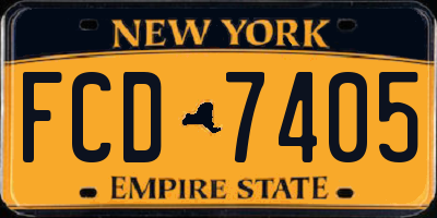NY license plate FCD7405