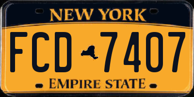 NY license plate FCD7407