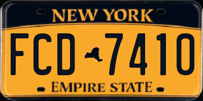 NY license plate FCD7410