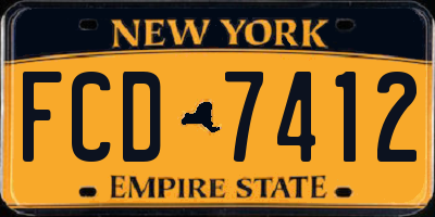 NY license plate FCD7412