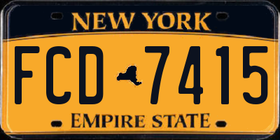NY license plate FCD7415
