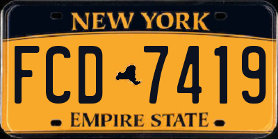 NY license plate FCD7419