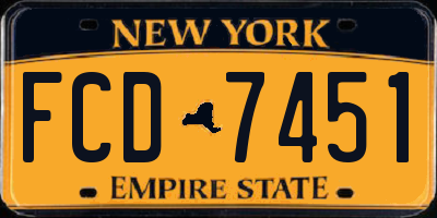 NY license plate FCD7451