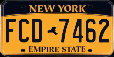 NY license plate FCD7462