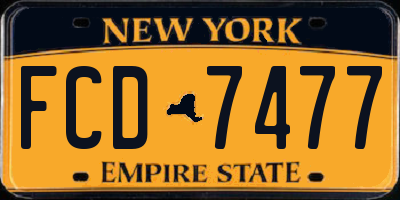 NY license plate FCD7477