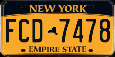 NY license plate FCD7478