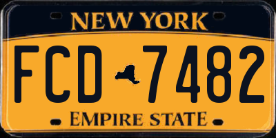 NY license plate FCD7482