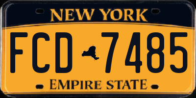 NY license plate FCD7485