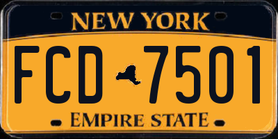 NY license plate FCD7501