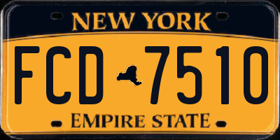 NY license plate FCD7510