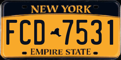 NY license plate FCD7531