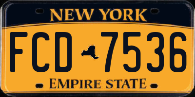 NY license plate FCD7536