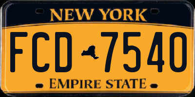 NY license plate FCD7540