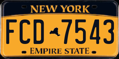 NY license plate FCD7543