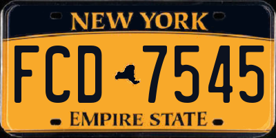 NY license plate FCD7545