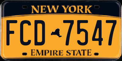NY license plate FCD7547