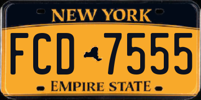 NY license plate FCD7555