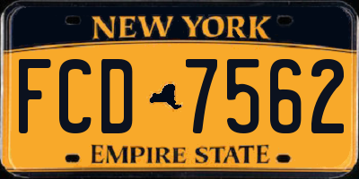 NY license plate FCD7562