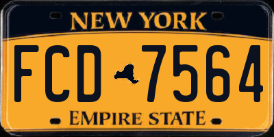NY license plate FCD7564